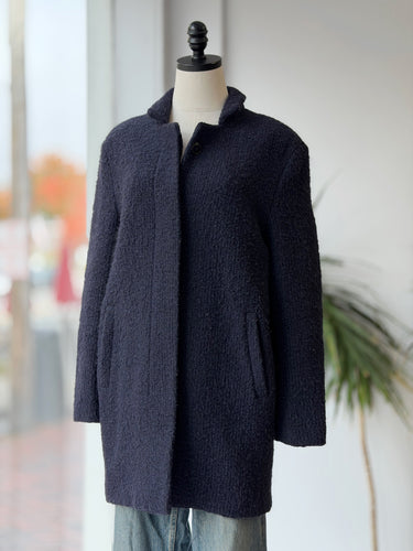 Closed Navy Cocoon Coat, XSmall
