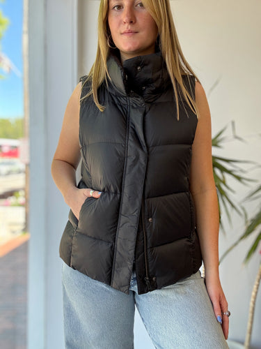 Eileen Fisher Black Puff Vest, Small