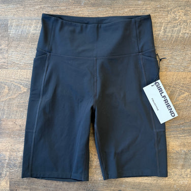 Girlfriend Collective NWT Black High Rise Pocket Biker Shorts, Medium