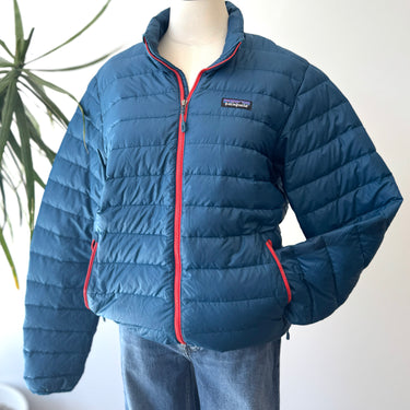 Patagonia AS IS Down Blue Puffer Jacket, Men's Small