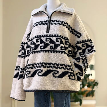 Isabel Marant Marner Printed Fleece half Zip Sweater Jacket, XLarge