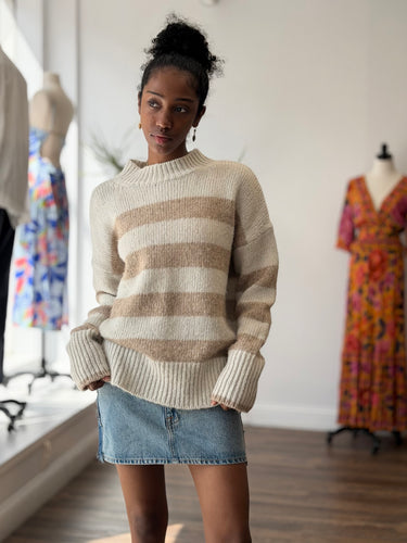La Ligne Striped Mock Neck Sweater, Small
