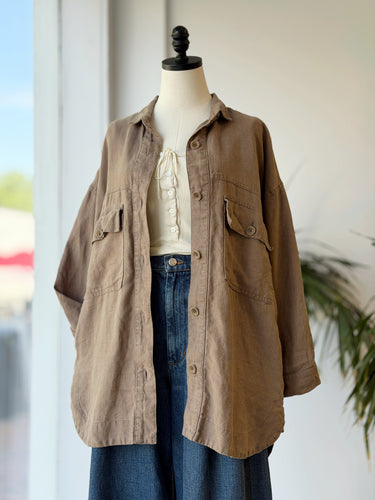 OZMA Audrey Linen Shirt Jacket, XSmall