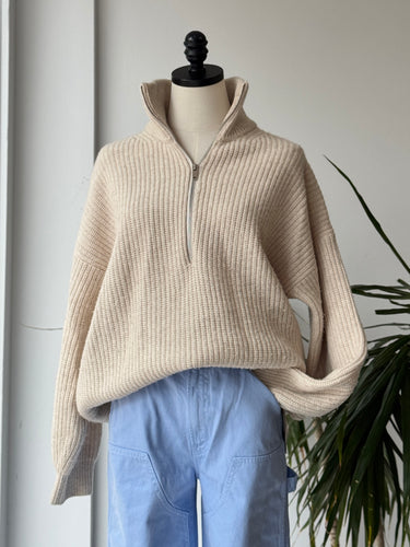 Everlane AS IS Rib Wool Half Zip Sweater, Large
