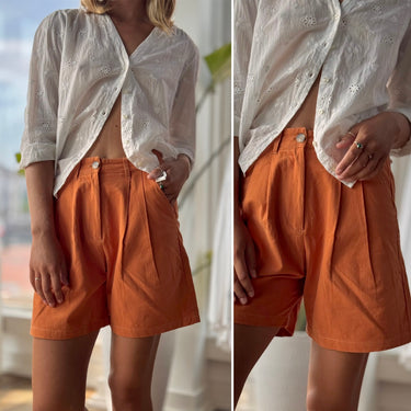 L.F.Markey Henry Pleated Shorts in Burnt Orange, US 2