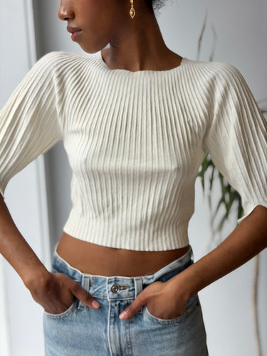 Favorite Daughter The Helen Crop Top in Ivory, XSmall