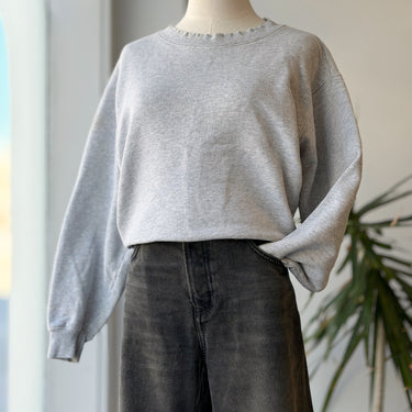 Mate The Label Boxy Crop Gray Crewneck Sweatshirt, XSmall