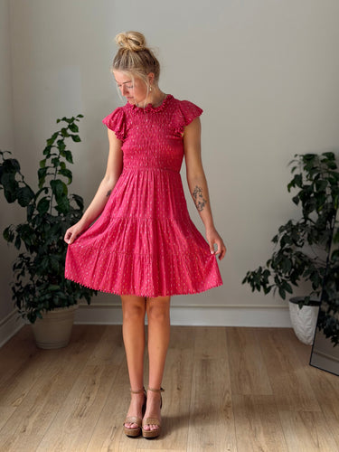 Sea New York Pink Tinsel Midi Dress, 4