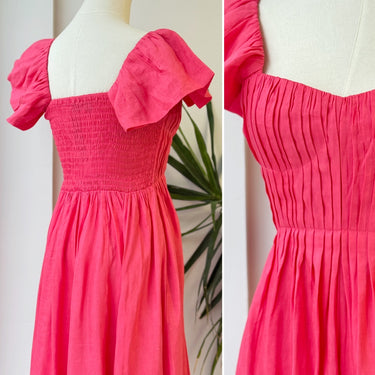 La Ligne Flavia Hot Pink Linen Blend Dress, XSmall