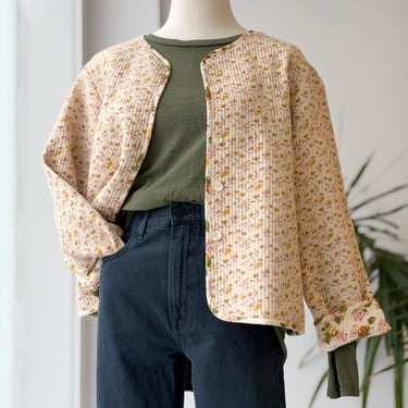 April Cornell Vintage Floral Quilted Reversible Jacket - couple pulls, S/M