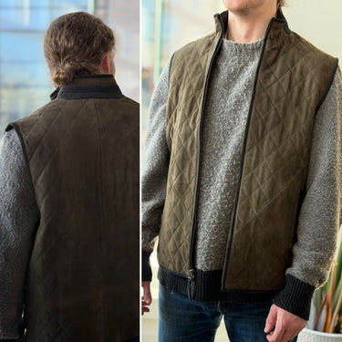 Madison Creek Ridgeland Quilted Goat Suede Leather Vest -retail $530, Men's Medium