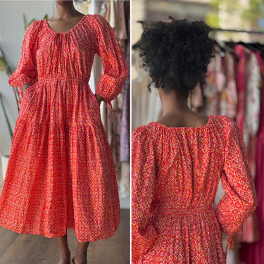 Ciao Lucia Coral Pattern Long Sleeve Dress, Small