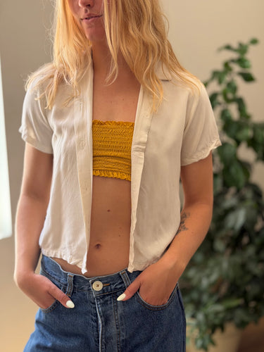 Jams World AS IS Ecru Button Up Top, XSmall