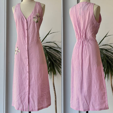 Fanm Mon x Andie NWT Anamur Pink Linen Aster Dress, Small