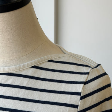 Fat Face Navy & White Striped Long Sleeve Top, 8