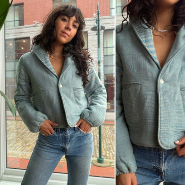 Gimaguas Blue Textured Wool/Cotton Jacket, 3