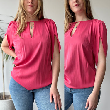 Lewit Bright Pink Silk Blouse, Large