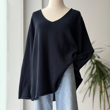 Studio 412 Navy Cotton Knit V-Neck Sweater, XLarge