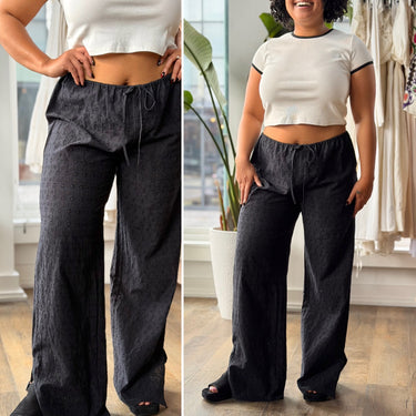 Frankies Bikinis NWT Daisy Eyelet Pants In Black, XLarge