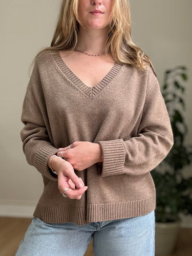 Jenni Kayne Merino Wool/Cotton Blend V Neck Sweater, XLarge
