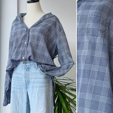 Grayson Navy Plaid Cotton Button Up, XLarge