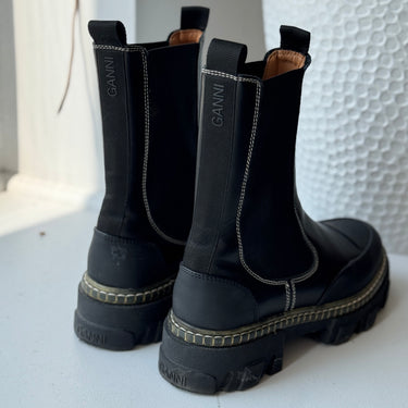Ganni AS IS Cleated Mid Chelsea Boots, 40