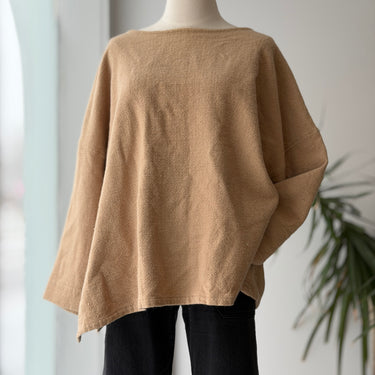 Elizabeth Suzann Sand Wool Alpaca Blend Boxy Sweater, 3XLarge