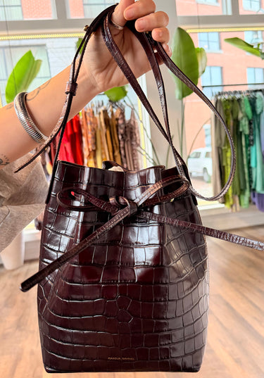Mansur Gavriel Croc Embossed Bucket Tote