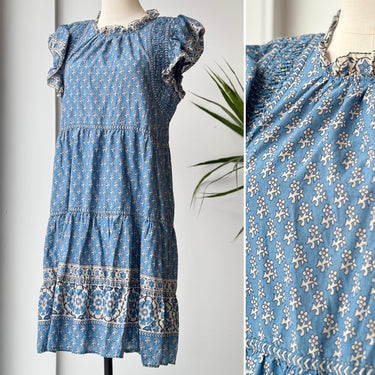 Sea New York Blue Ruffle Patterned Dress, Small