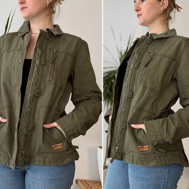 LL Bean Green Basic Canvas Jacket, Small