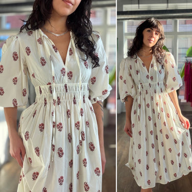 Ciao Lucia Georgina Puff Sleeve Floral Print Dress, Small