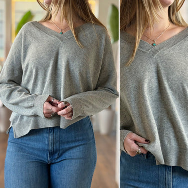 Celtic & Co Heather Grey V Neck Sweater, Small