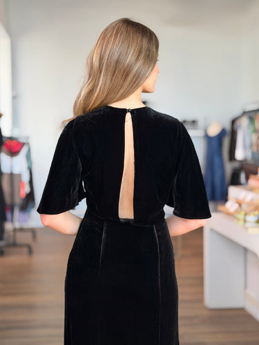 Les Reveries NWT Black Velvet Midi Dress, 6