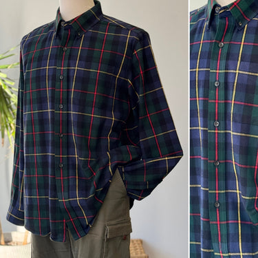 LL Bean Classic Plaid Flannel, Mens Large