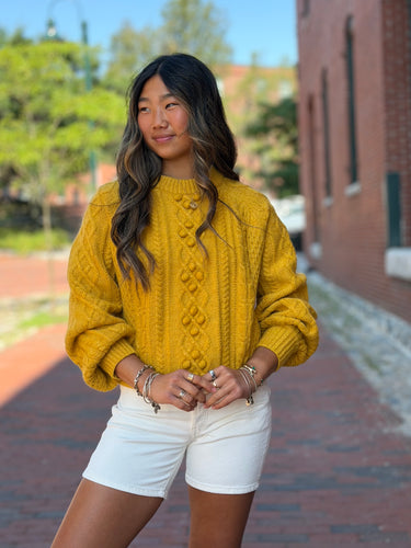 J.Crew X Demylee  Mustard Balloon Sleeve Sweater, Medium