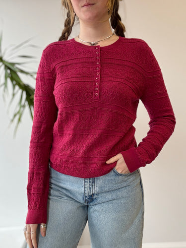 Sezane Lyna Sweater in Raspberry- as is, slightly shrunk, XL
