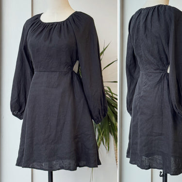 DISSH Black Linen Side Cut Out Dress, 8