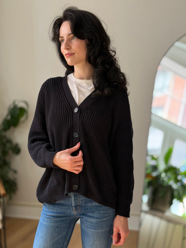 Jenni Kayne Navy Cotton Cocoon Cardigan, XSmall