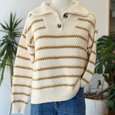Madewell Canby Button Neck Stripe Sweater, XXSmall