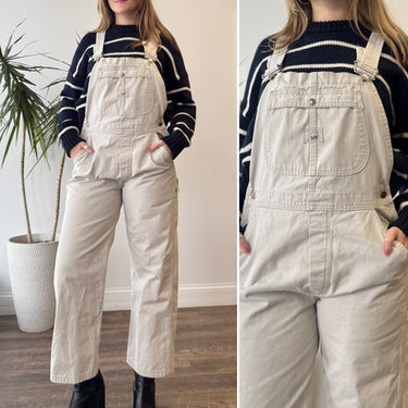 Lee Riveted Vintage Ecru Wide Leg Utility Overalls, Large