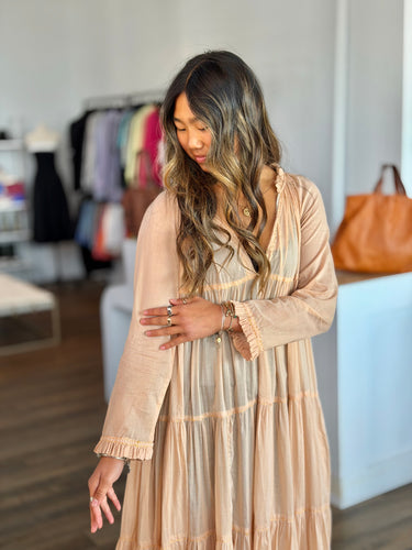 Yvonne S Blush Tiered Dress, Small