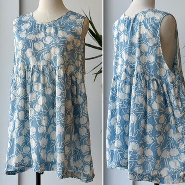 Ilana Kohn AS IS - Blue Floral Babydoll Top - couple faint marks, Medium