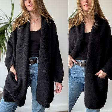 Beryll Cocoon Black Cardigan, Free Size