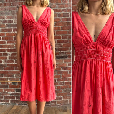 Ciao Lucia Salmon Eyelet Midi Dress, Medium