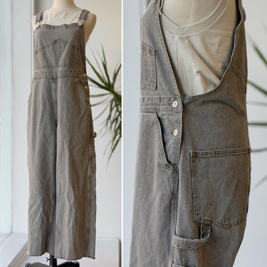 Jesse Kamm Gray Utility Overalls with Raw Hem, Medium