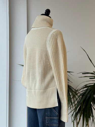 Helmut Lang Chunky Cream Turtleneck Sweater, P/XSmall