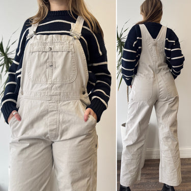 Lee Riveted Vintage Ecru Wide Leg Utility Overalls, Large