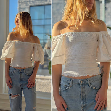 La Ligne Ivory Puff Sleeve Top, Medium