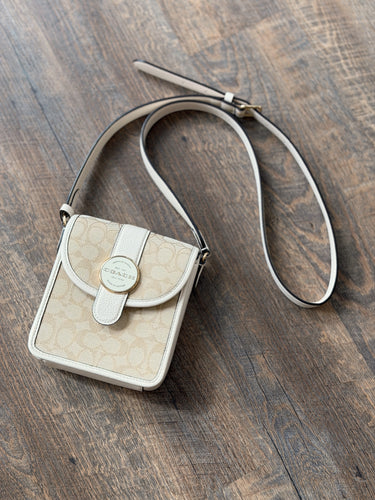 Coach North/South Lonnie Crossbody Bag in Signature Jacquard Leather