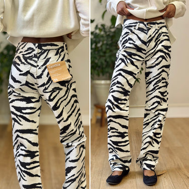 Reformation NWT Cynthia High Rise Straight Long Jeans in Zebra, 25